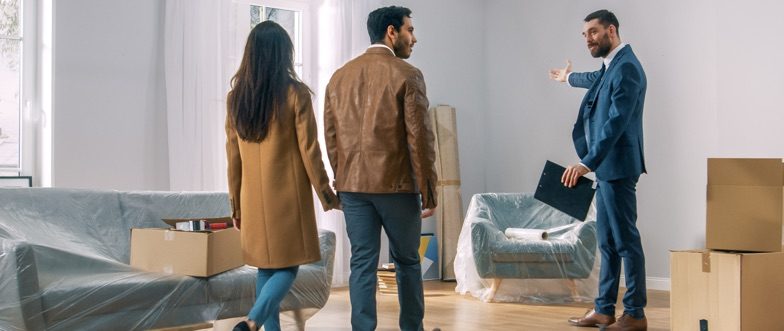 Real estate apartment couple crop content