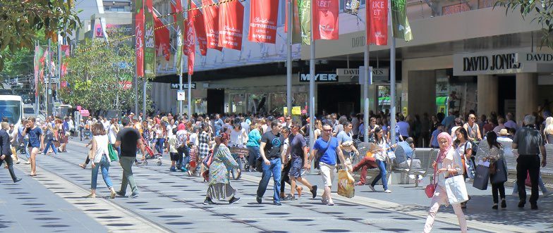 Australian shoppers at chritsmas time content
