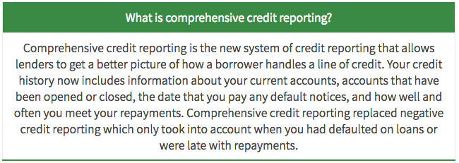 Comprehensive Credit Reporting Breakout Comprehensive Credit Reporting Breakout
