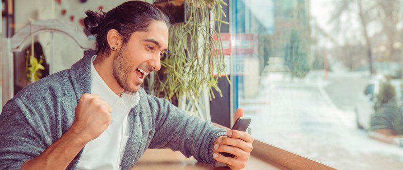 Man checks savings content