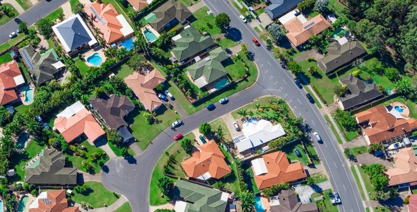 Aerial suburb view article image content