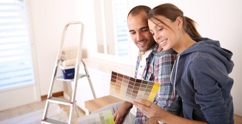 Renovation loan couple painting content