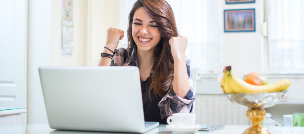 Woman happy with eofy money deal content
