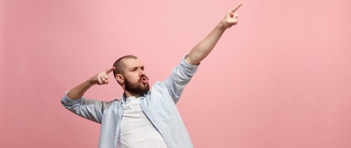 Excited man crop content