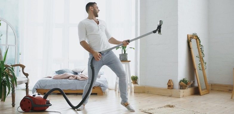 Man cleaning crop content