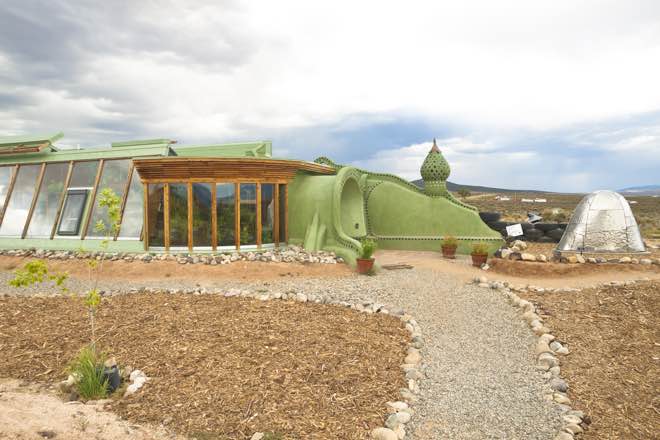 Sustainable living - Earthship near Taos, New Mexico.