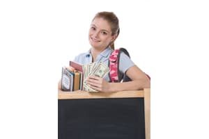 Girl with money from bank account to pay school fees