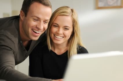 Couple computer compare content