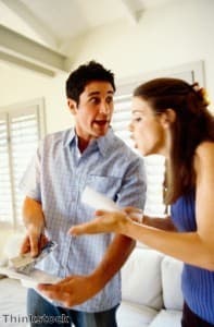 Couple arguing over bills content
