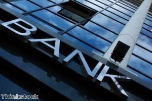 Bank sign on building content