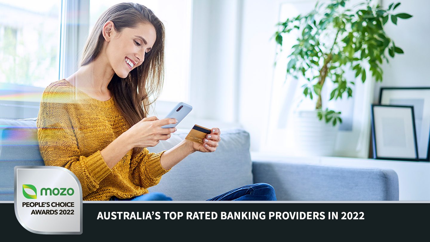 Woman looking at her banking app