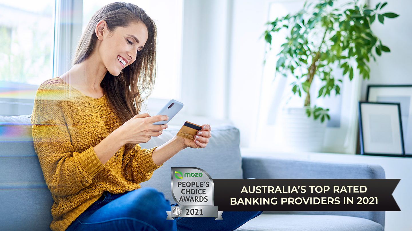 Woman looking at her banking app