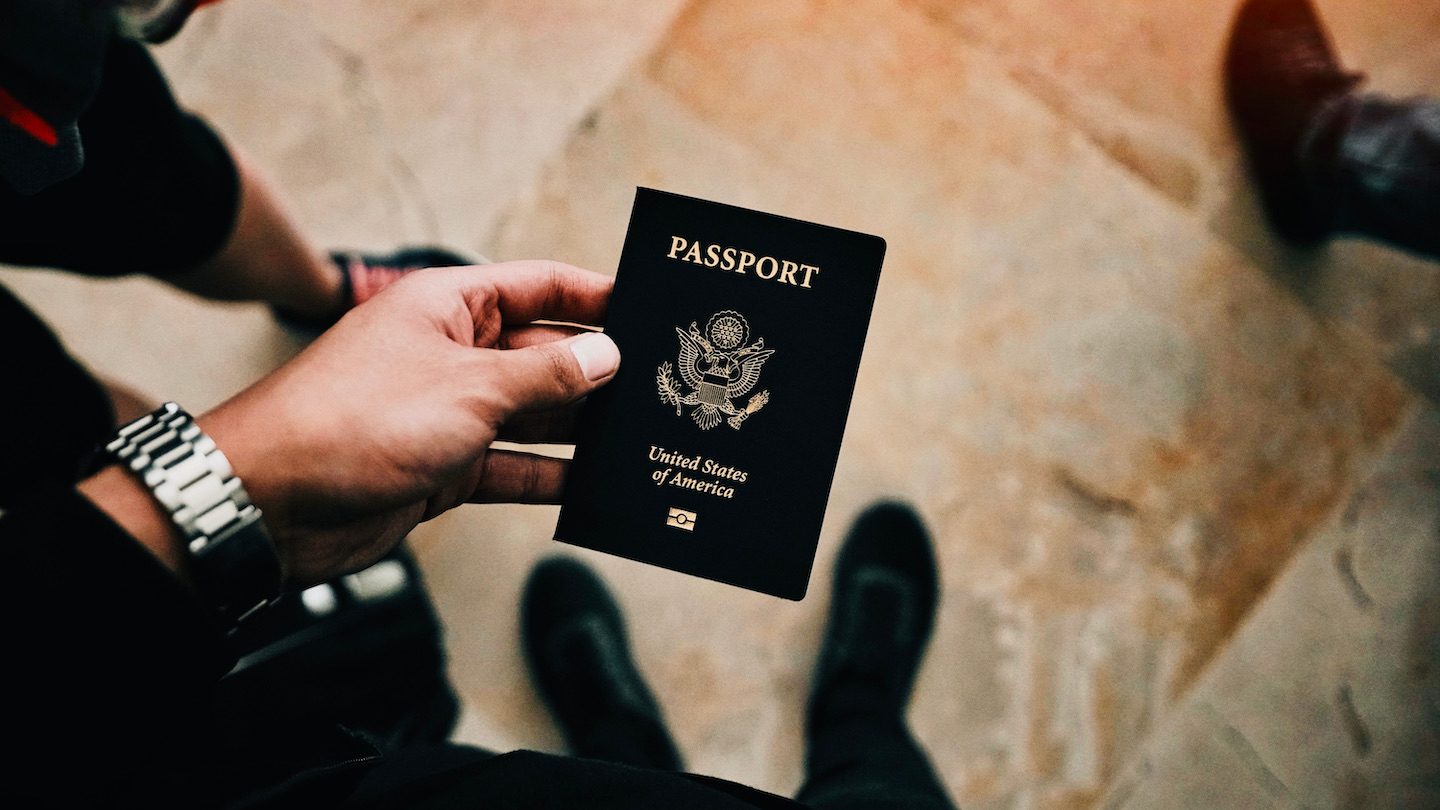 A close up of an American passport.