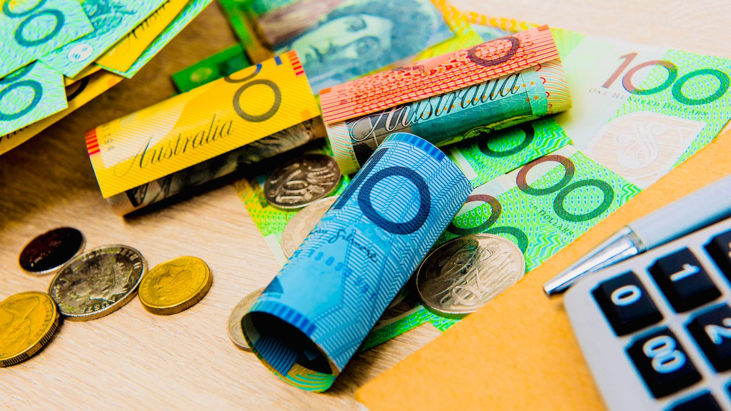 Dolla dolla bills, y'all. Australian money notes. And a calculator.