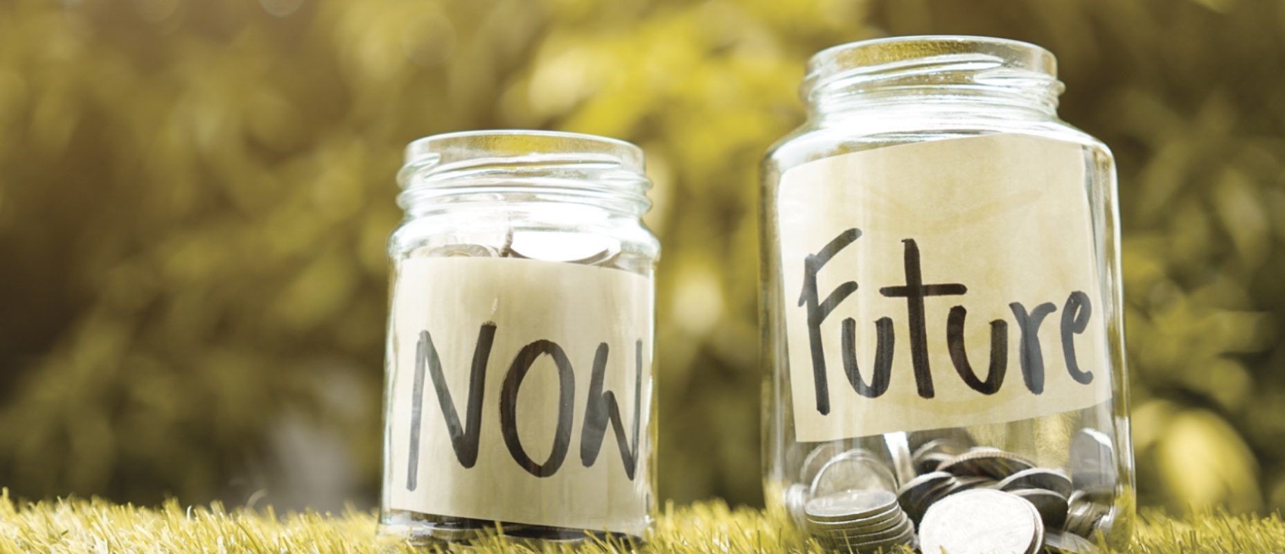 Savings jars with cash in them
