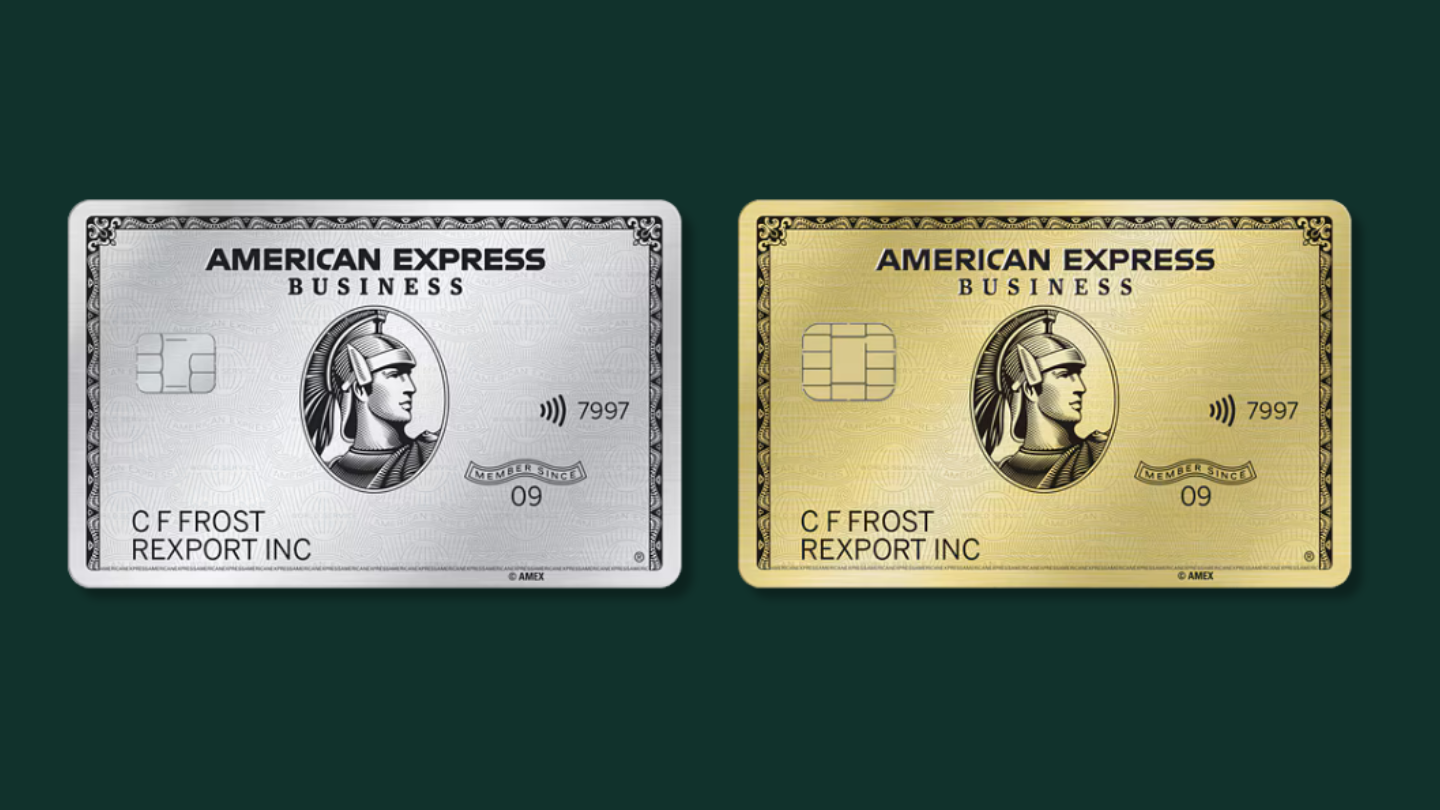 A Platinum and a Gold American Express Credit Card Side By Side 