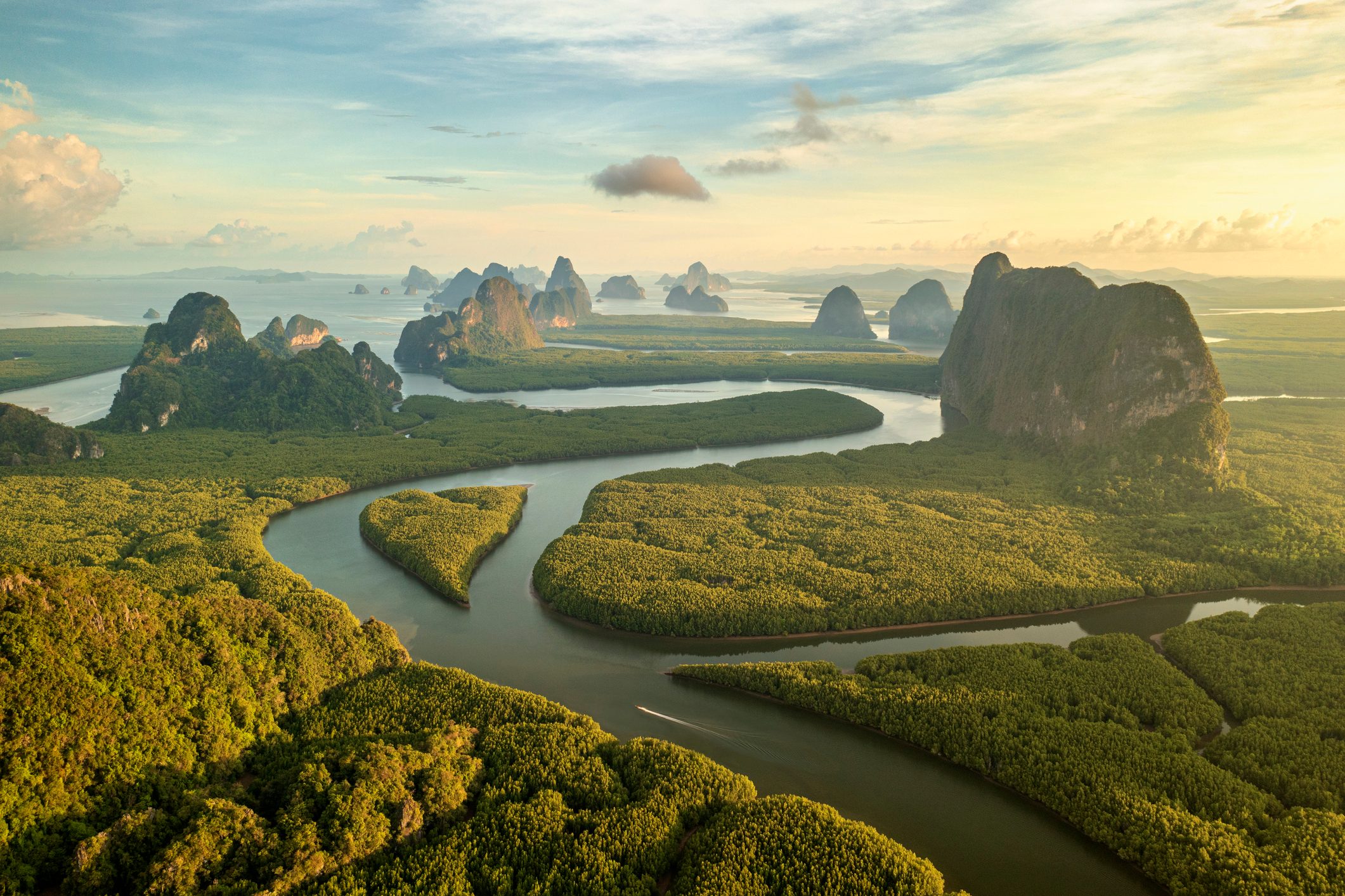 Arial view of Phang Nga Bay, Phang Nga Province, Thailand