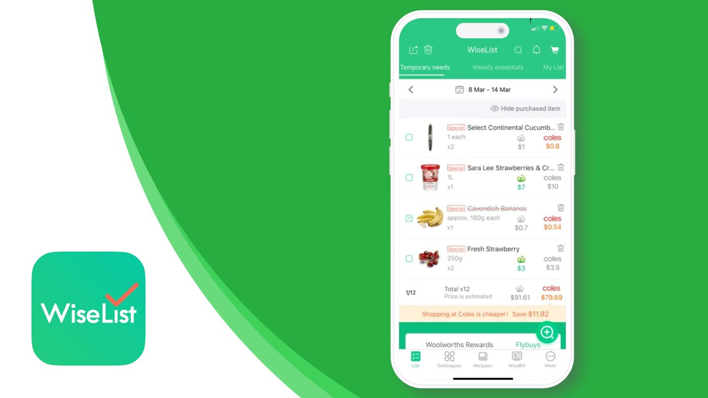 WiseList money app.