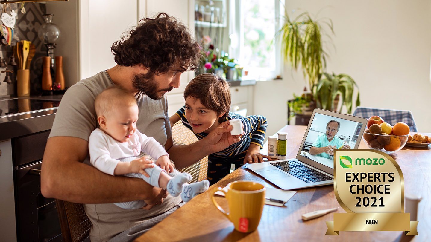 Family video calling using a laptop and award-winning NBN plan